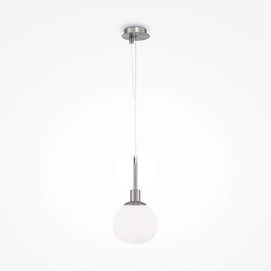 Sospensione Contemporanea Erich Metallo Nichel 1 Luce E Diffusore Bianco MOD221-PL-01-N