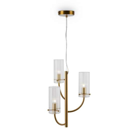 Lampadario Contemporaneo Arco Metallo Ottone 3 Luci Diffusori In Vetro MOD223PL-03BS