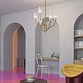 Lampadario Contemporaneo Arco Metallo Ottone 3 Luci Diffusori In Vetro MOD223PL-03BS