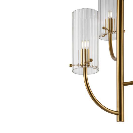 Lampadario Contemporaneo Arco Metallo Ottone 3 Luci Diffusori In Vetro MOD223PL-03BS