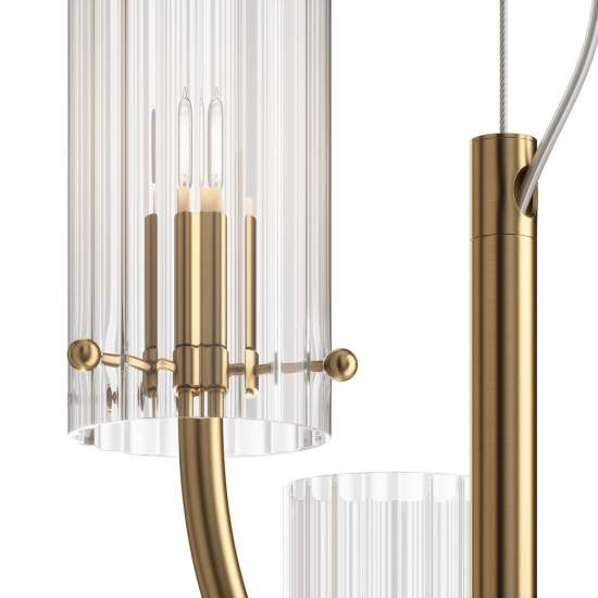 Lampadario Contemporaneo Arco Metallo Ottone 3 Luci Diffusori In Vetro MOD223PL-03BS