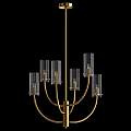Lampadario Contemporaneo Arco Metallo Ottone 6 Luci Diffusori In Vetro MOD223PL-06BS