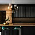 Lampadario Contemporaneo Arco Metallo Ottone 6 Luci Diffusori In Vetro MOD223PL-06BS