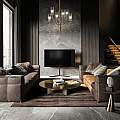 Lampadario Contemporaneo Arco Metallo Ottone 6 Luci Diffusori In Vetro MOD223PL-06BS