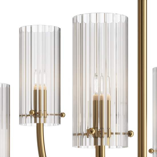 Lampadario Contemporaneo Arco Metallo Ottone 6 Luci Diffusori In Vetro MOD223PL-06BS