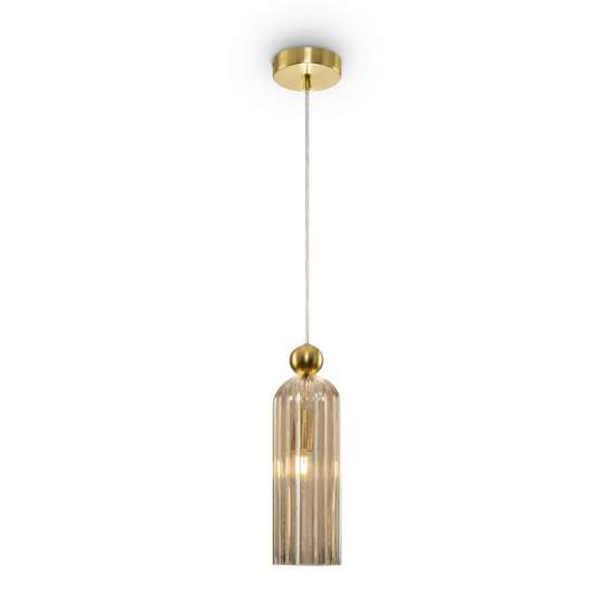 Sospensione Contemporanea Antic Metallo Oro 1 Luci Diffusore In Vetro Cognac MOD302PL-01CG