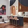 Sospensione Contemporanea Antic Metallo Oro 1 Luci Diffusore In Vetro Cognac MOD302PL-01CG