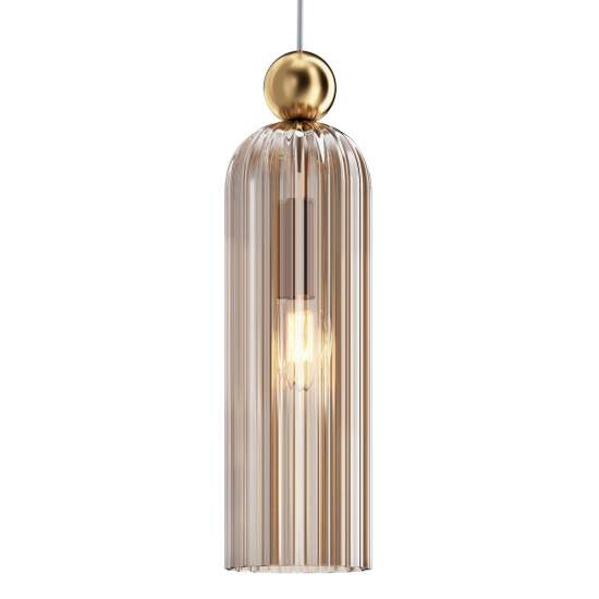 Sospensione Contemporanea Antic Metallo Oro 1 Luci Diffusore In Vetro Cognac MOD302PL-01CG
