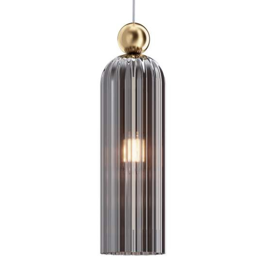 Sospensione Contemporanea Antic Metallo Oro 1 Luci Diffusore In Vetro Grigio MOD302PL-01GR