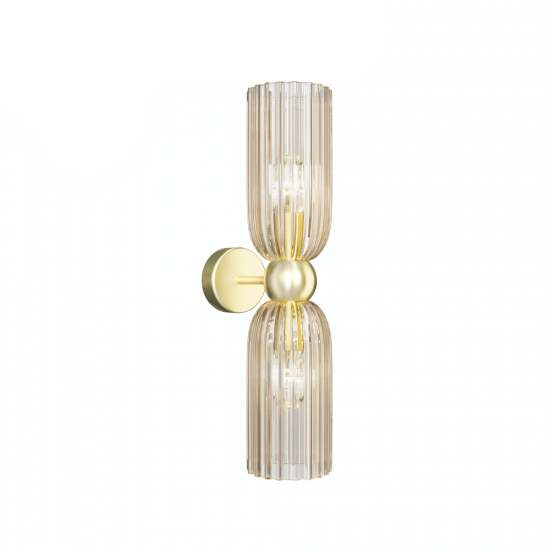 Applique Contemporanea Antic Metallo Oro 2 Luci Diffusore In Vetro Colore Cognac MOD302WL-02CG