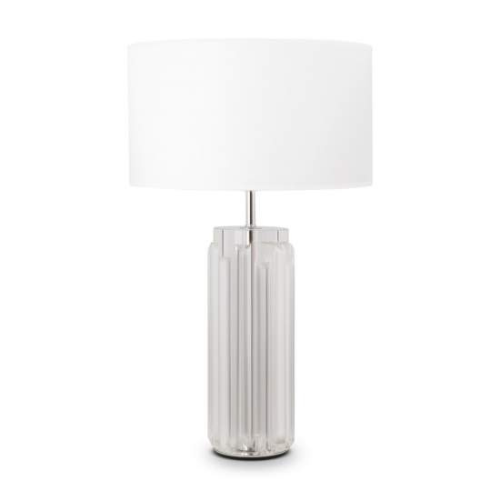 Lampada Da Tavolo Moderno Muse Metallo Cromo Paralume Tessuto 1 Luce E27 60W MOD304TL-01CH