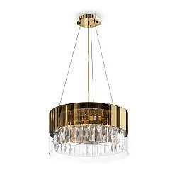Lampadario Contemporaneo Wonderland Acciaio Oro 4 Luci Diffusori Vetro