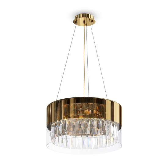 Lampadario Contemporaneo Wonderland Acciaio Oro 4 Luci Diffusori Vetro MOD313PL-04G