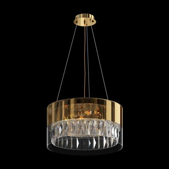 Lampadario Contemporaneo Wonderland Acciaio Oro 4 Luci Diffusori Vetro MOD313PL-04G