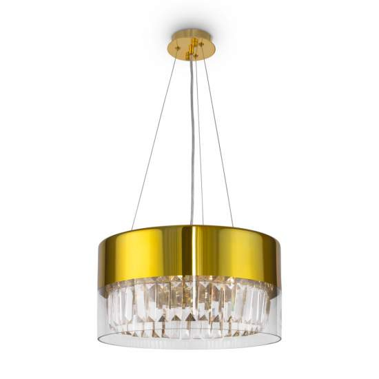 Lampadario Contemporaneo Wonderland Acciaio Oro 4 Luci Diffusori Vetro MOD313PL-04G