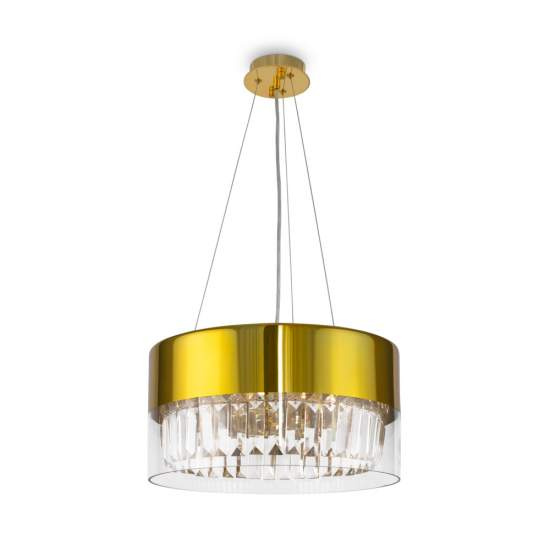 Lampadario Contemporaneo Wonderland Acciaio Oro 4 Luci Diffusori Vetro MOD313PL-04G