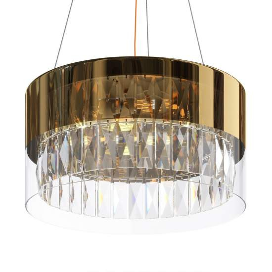 Lampadario Contemporaneo Wonderland Acciaio Oro 4 Luci Diffusori Vetro MOD313PL-04G