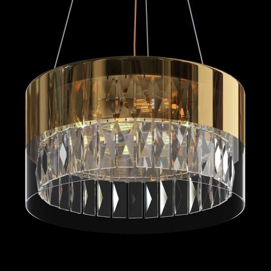 Lampadario Contemporaneo Wonderland Acciaio Oro 4 Luci Diffusori Vetro MOD313PL-04G