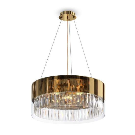 Lampadario Contemporaneo Wonderland Acciaio Oro 6 Luci Diffusori Vetro MOD313PL-06G