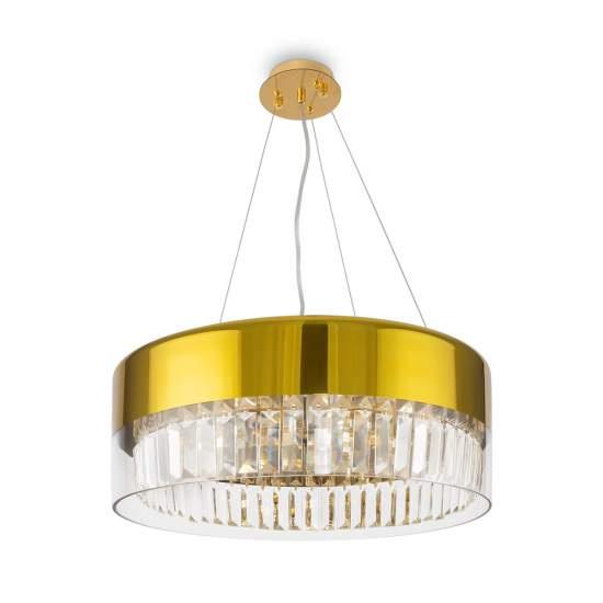 Lampadario Contemporaneo Wonderland Acciaio Oro 6 Luci Diffusori Vetro MOD313PL-06G