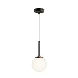 Lampadario Minimal Basic Form Piccola In Metallo Nero 1 Luce E Diffusore Bianco