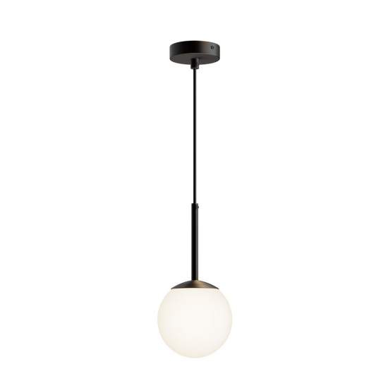 Lampadario Minimal Basic Form Piccola In Metallo Nero 1 Luce E Diffusore Bianco MOD321PL-01B