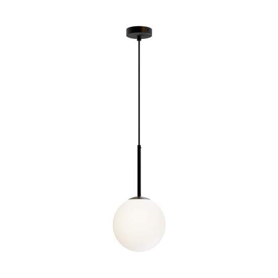 Lampadario Minimal Basic Form Grande In Metallo Nero 1 Luce E Diffusore Bianco MOD321PL-01B1