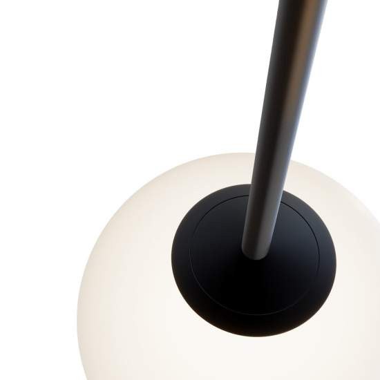 Lampadario Minimal Basic Form Grande In Metallo Nero 1 Luce E Diffusore Bianco MOD321PL-01B1