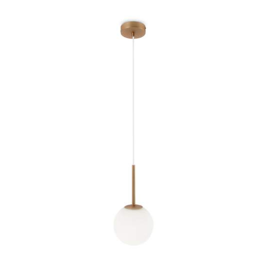 Lampadario Minimal Basic Form Piccolo In Metallo Oro 1 Luce E Diffusore Bianco MOD321PL-01G1