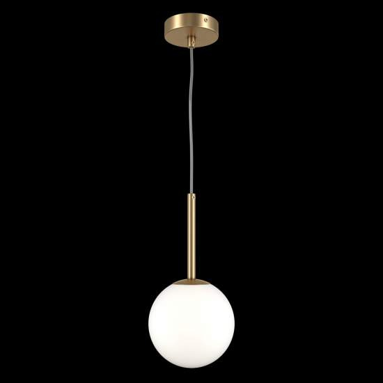Lampadario Minimal Basic Form Piccolo In Metallo Oro 1 Luce E Diffusore Bianco MOD321PL-01G1