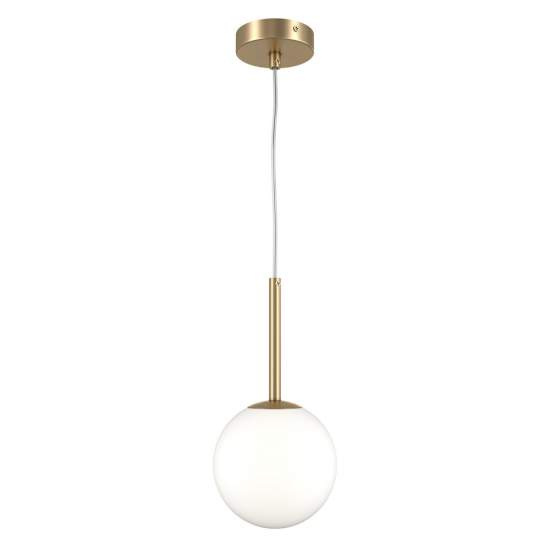 Lampadario Minimal Basic Form Piccolo In Metallo Oro 1 Luce E Diffusore Bianco MOD321PL-01G1