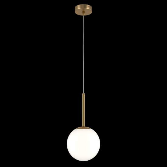 Lampadario Minimal Basic Form Medio In Metallo Oro 1 Luce E Diffusore Bianco MOD321PL-01G2