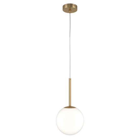 Lampadario Minimal Basic Form Medio In Metallo Oro 1 Luce E Diffusore Bianco MOD321PL-01G2