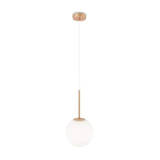 Lampadario Minimal Basic Form Grande In Metallo Oro 1 Luce E Diffusore Bianco MOD321PL-01G3