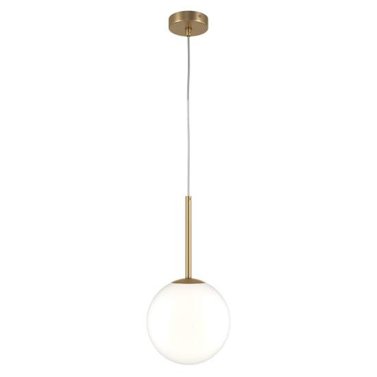 Lampadario Minimal Basic Form Grande In Metallo Oro 1 Luce E Diffusore Bianco MOD321PL-01G3