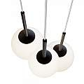 Lampadario Minimal Basic Form In Metallo Nero 3 Luci E Diffusori Bianchi MOD321PL-03B