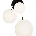 Lampadario Minimal Basic Form In Metallo Nero 3 Luci E Diffusori Bianchi MOD321PL-03B