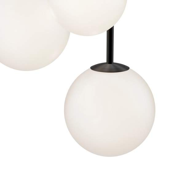 Lampadario Minimal Basic Form In Metallo Nero 3 Luci E Diffusori Bianchi MOD321PL-03B
