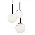 Lampadario Minimal Basic Form In Metallo Nero 3 Luci E Diffusori Bianchi MOD321PL-03B