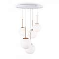 Lampadario Minimal Basic Form In Metallo Bianco E Oro 5 Luci E Diffusori Vetro MOD321PL-05G