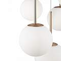 Lampadario Minimal Basic Form In Metallo Bianco E Oro 5 Luci E Diffusori Vetro MOD321PL-05G