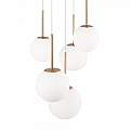 Lampadario Minimal Basic Form In Metallo Bianco E Oro 5 Luci E Diffusori Vetro MOD321PL-05G