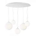 Lampadario Minimal Basic Form In Metallo Bianco 5 Luci Con Diffusori In Vetro MOD321PL-05W1