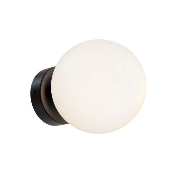 Applique Minimal Basic Form Piccola In Metallo Nera 1 Luce E Diffusore Bianco MOD321WL-01B