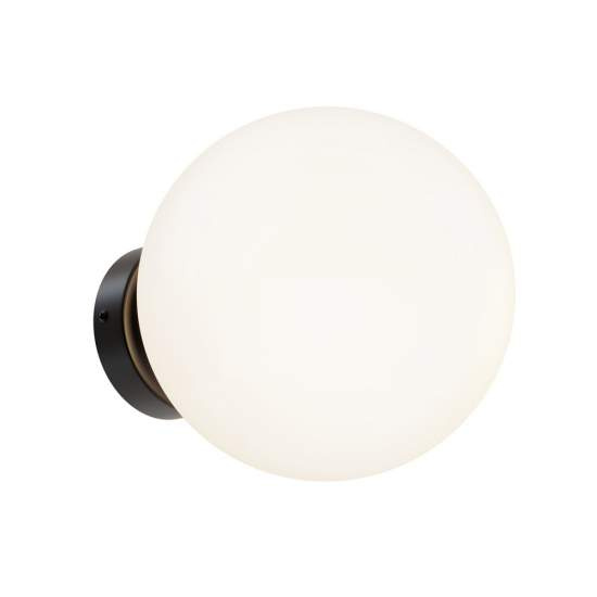 Applique Minimal Basic Form Grande In Metallo Nera 1 Luce E Diffusore Bianco MOD321WL-01B1
