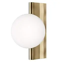 Applique Contemporanea Avant-Garde In Metallo Ottone 1 Luce Con Diffusore Bianco