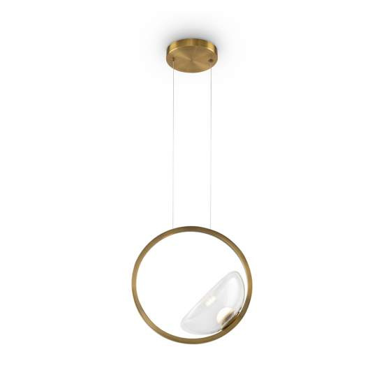 Lampadario A Sospensione Moderno Lunare Metallo Ottone Vetro Luce Led 5W MOD327PL-L5BS3K