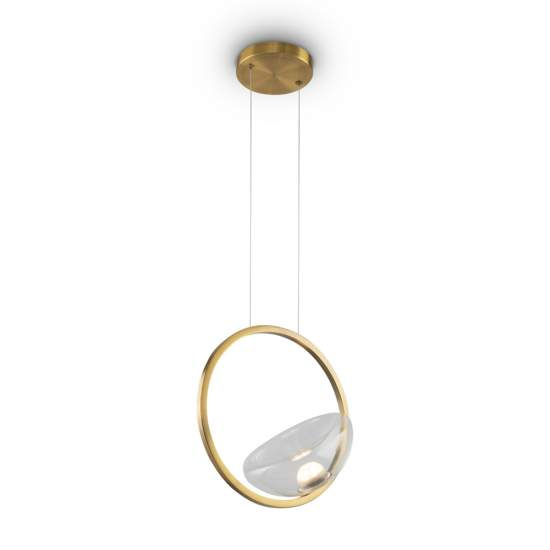 Lampadario A Sospensione Moderno Lunare Metallo Ottone Vetro Luce Led 5W MOD327PL-L5BS3K