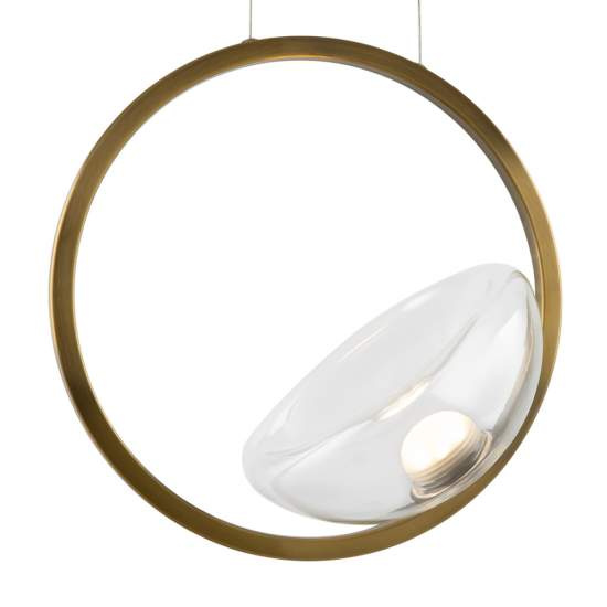 Lampadario A Sospensione Moderno Lunare Metallo Ottone Vetro Luce Led 5W MOD327PL-L5BS3K