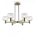 Lampadario Contemporaneo Vision Alluminio Oro 6 Luci Diffusori In Vetro Trasp MOD411PL-06G